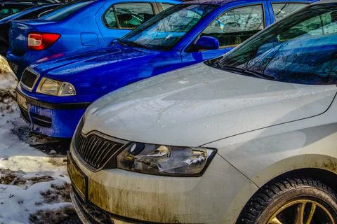 In the spring at the car Park. Stock Photos