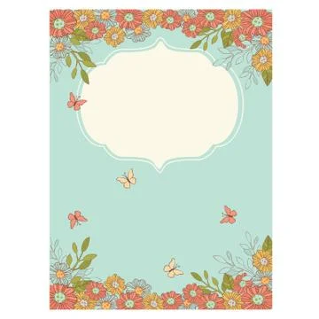 SPRING CARD Birthday Congratulation Vector Illustration Set Stock Illustration