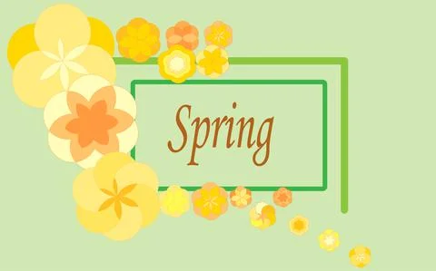 Spring card with different flowers Stock Illustration