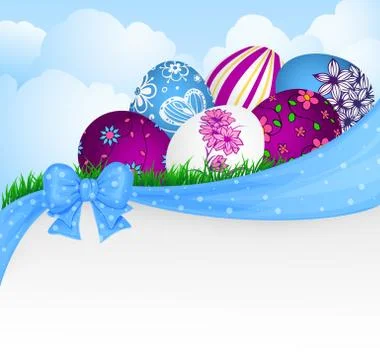 Spring card with easter eggs Stock Illustration