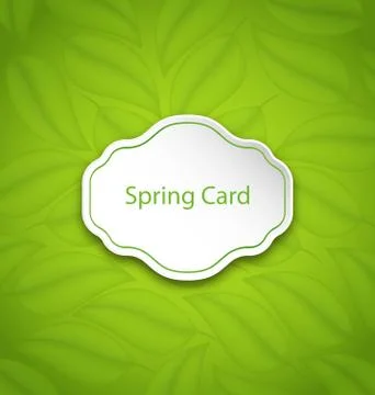 Spring Card on Eco Pattern with Green Leaves Stock Illustration