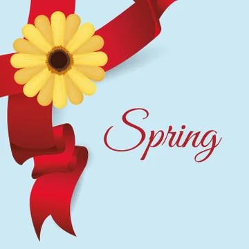 Spring card  flower ribbo Stock Illustration