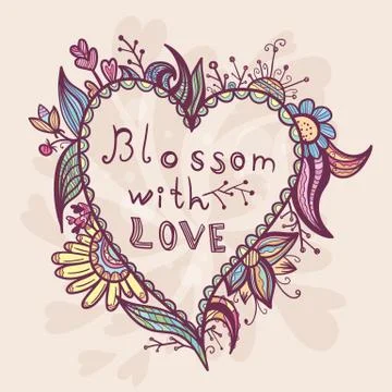 Spring card with heart shape Stock Illustration