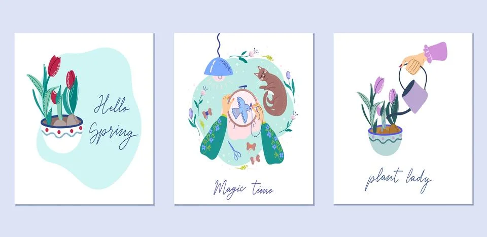 Spring card set Stock Illustration