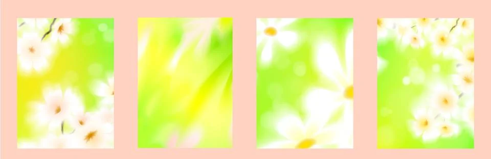 Spring cards with gradient blur, sakura flowers Stock Illustration