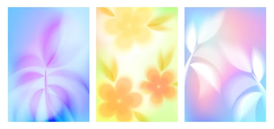 Spring cards with gradient blur, sakura flowers 库存插图