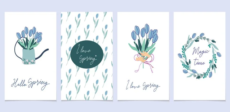 Spring card's set Stock Illustration