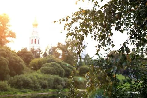 Spring cathedral sunset tree 写真素材