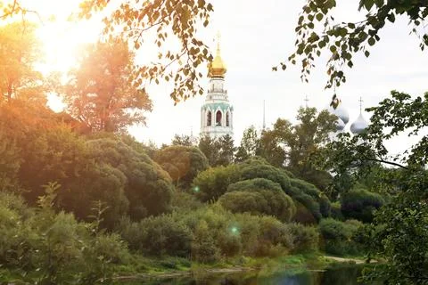Spring cathedral sunset tree 写真素材
