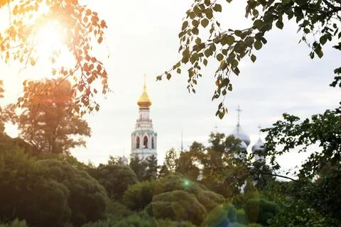 Spring cathedral sunset tree Stock Photos