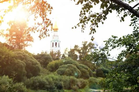 Spring cathedral sunset tree Foto stock