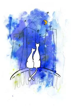 Spring cats Illustrazione stock