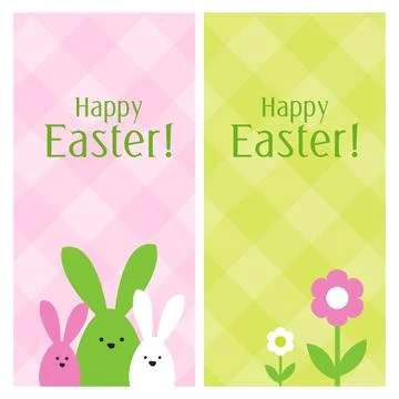 Spring celebration Easter banner. Easter bunny family. Design element. Stock Illustration
