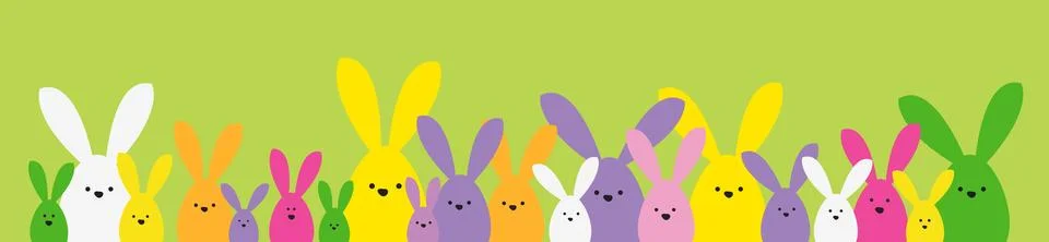 Spring celebration Easter banner. Easter bunny family. Design element. Stock Illustration