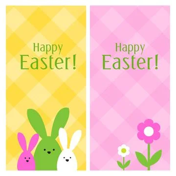 Spring celebration Easter banner. Easter bunny family. Design element. Stock Illustration