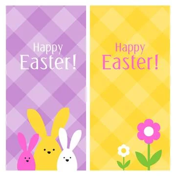 Spring celebration Easter banner. Easter bunny family. Design element. Stock Illustration