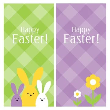 Spring celebration Easter banner. Easter bunny family. Design element. Stock Illustration