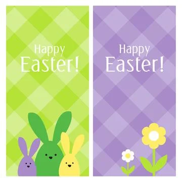 Spring celebration Easter banner. Easter bunny family. Design element. Stock Illustration