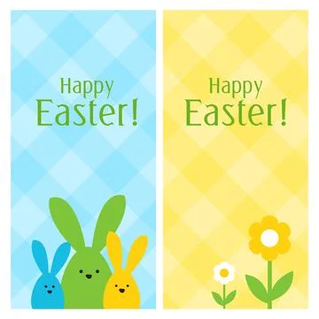 Spring celebration Easter banner. Easter bunny family. Design element. Stock Illustration