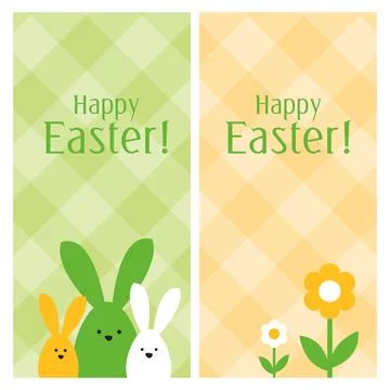 Spring celebration Easter banner. Easter bunny family. Design element. Illustrazione stock