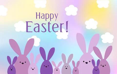 Spring celebration Easter card. Easter bunny family Illustrazione stock