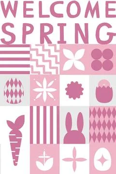 Spring celebration with Easter theme featuring various patterns and designs Stock Illustration