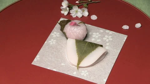 Spring Cherry Blossom Rice Cake Stock Footage 327473054