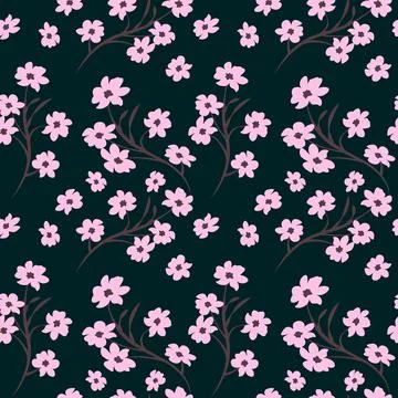 Spring cherry blossoms vector seamless background Illustrazione stock
