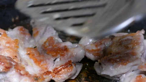 Spring chicken on a grill pan. selective soft focus. Stockbeeldmateriaal 149840442