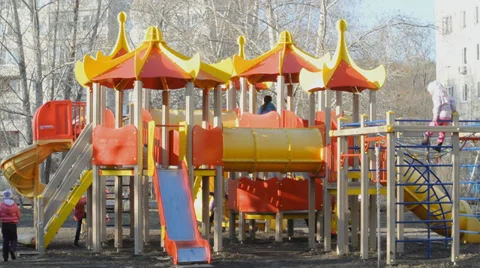 Spring. Children Play   Stock Footage 37122790