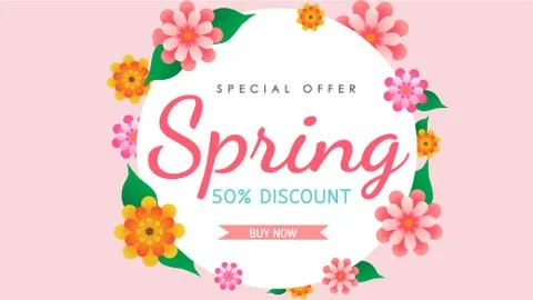 Spring circle flowers Stock Illustration