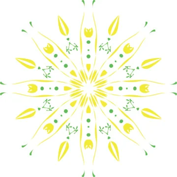 Spring circular vector floral ornament yellow color Stock Illustration