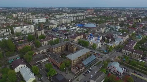 Spring city from a bird's eye view Stock Footage 101976821
