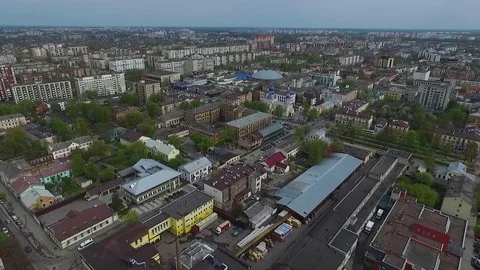 Spring city from a bird's eye view Stock Footage 101976931