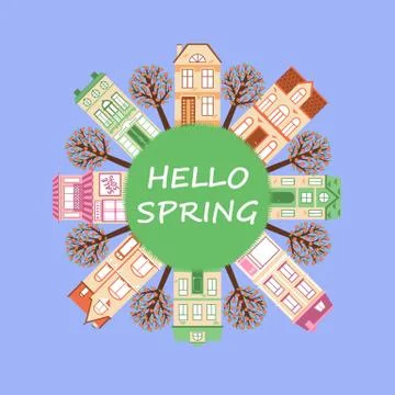 Spring city day 1 Stock Illustration