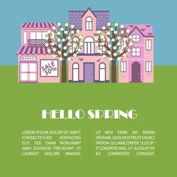 Spring city day Stock Illustration