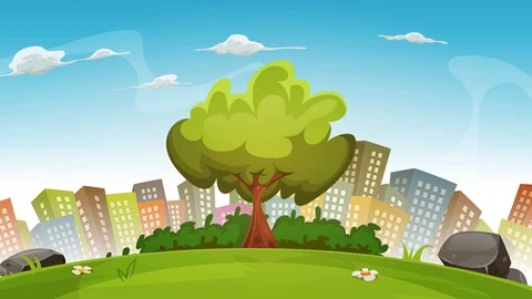 Spring City Landscape Background Loop Stock Footage 89434355