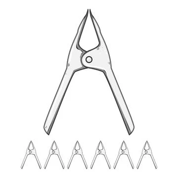 Spring clamp tool holding and gripping objects Stock Illustration