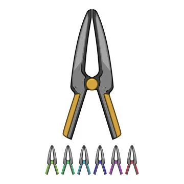 Spring clamp tool holding concept white background Stock Illustration