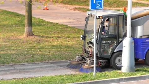 Spring Cleaning In the City - Road Workers Clean the Street Video stock 106383450
