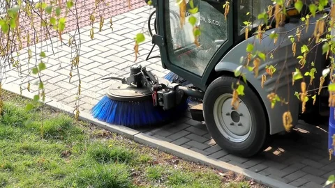 Spring Cleaning In the City - Road Workers Clean the Street Video stock 106383622