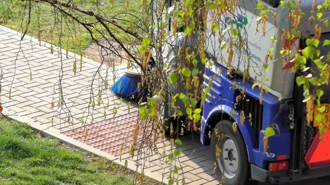 Spring Cleaning In the City - Road Workers Clean the Street Video stock 106383658