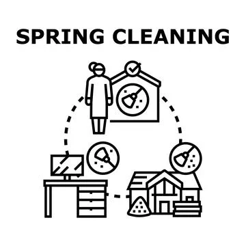 Spring cleaning process for home and office 스톡 일러스트