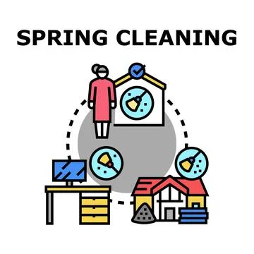 Spring cleaning process for home and office 스톡 일러스트