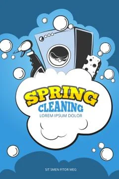 Spring cleaning service vector concept background, poster Stock Illustration
