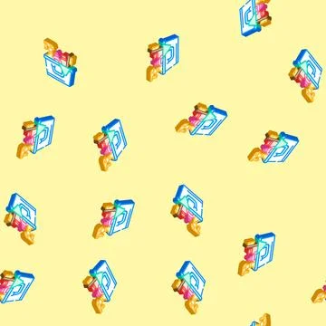 Spring cleaning spring isometric icon seamless pattern Stock Illustration