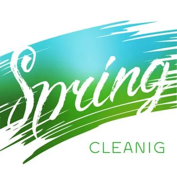 Spring cleaning text. Stock vector brush lettering. Stock Illustration