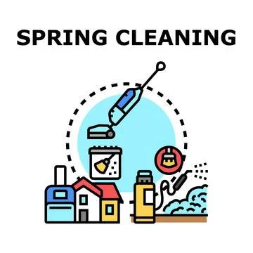 Spring cleaning tools and services concept Stock Illustration