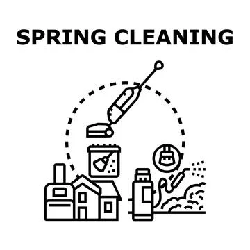 Spring cleaning tools and services concept Stock Illustration