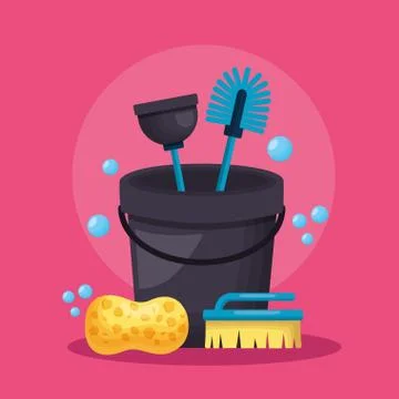 Spring cleaning tools Illustrazione stock